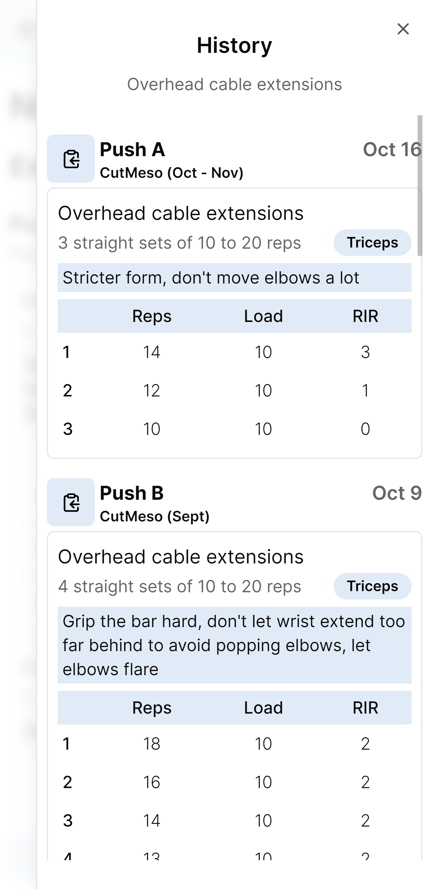 Exercise History